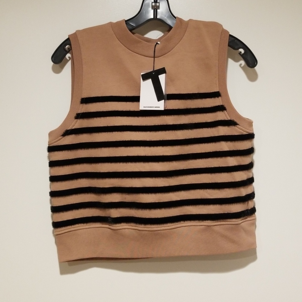 Alexander Wang Nude sweater Vest w/ furry stripes